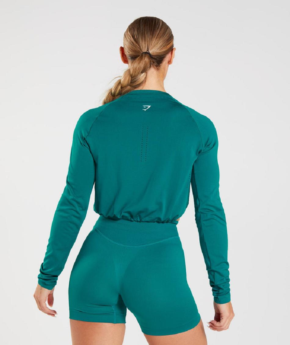 Gymshark Sweat Seamless Ženske Dugi Rukav Tirkizne | HR 3512GSO